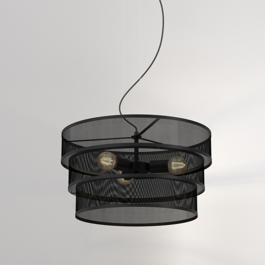 Candelabro suspenso GLUM 3xE27/60W/230V preto