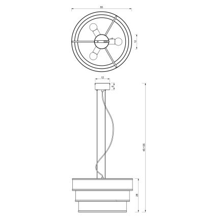 Candelabro suspenso GLUM 3xE27/60W/230V preto