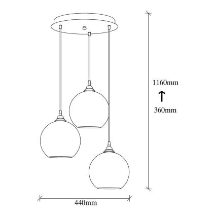 Candelabro suspenso GOLD 3xE27/40W/230V