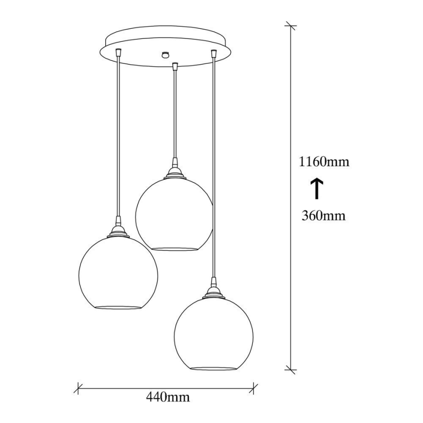 Candelabro suspenso GOLD 3xE27/40W/230V