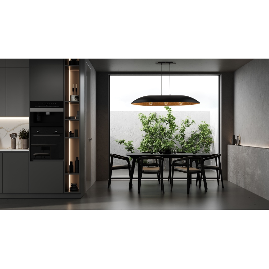 Candelabro suspenso GONDOLA 3xE27/60W/230V preto/cobre