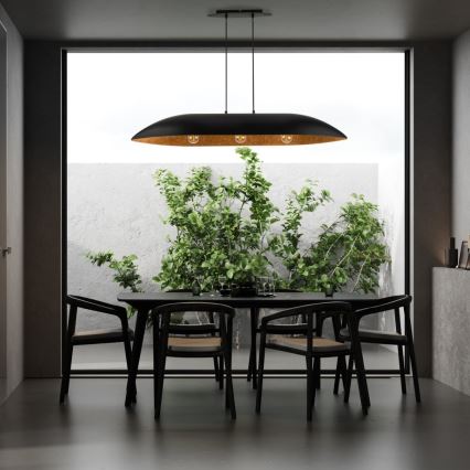 Candelabro suspenso GONDOLA 3xE27/60W/230V preto/cobre