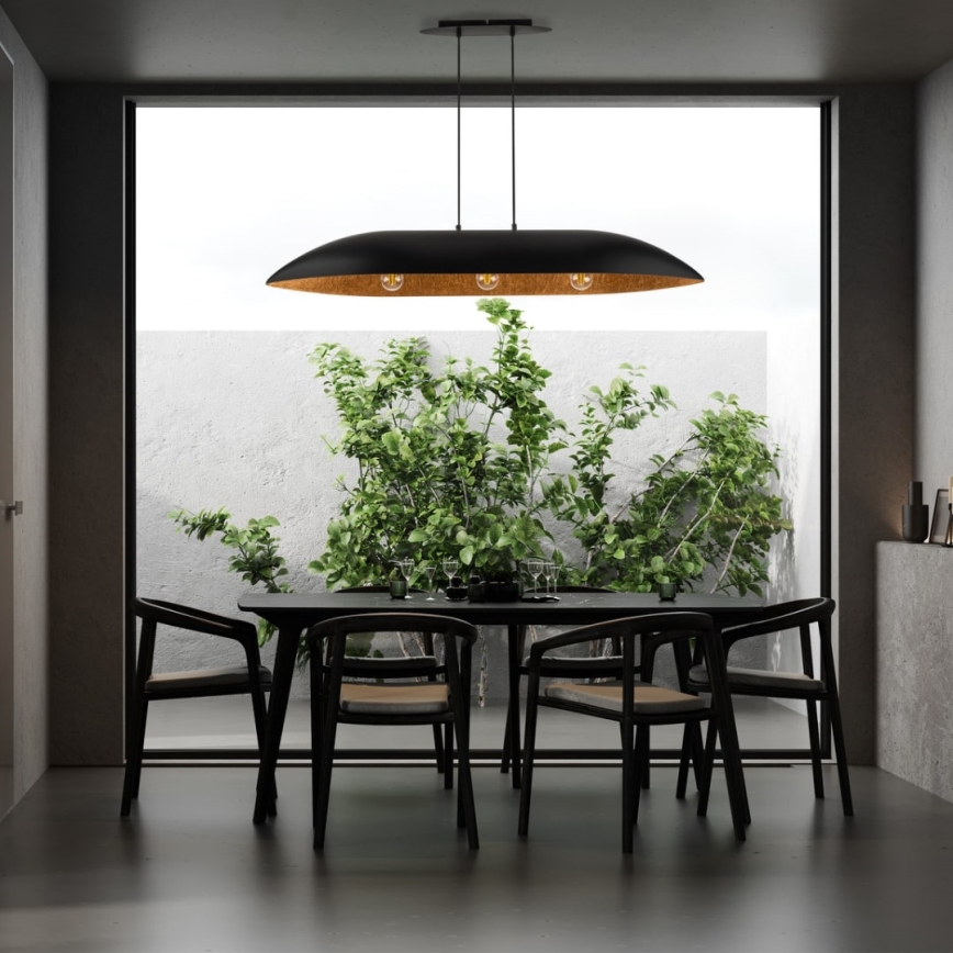 Candelabro suspenso GONDOLA 3xE27/60W/230V preto/cobre