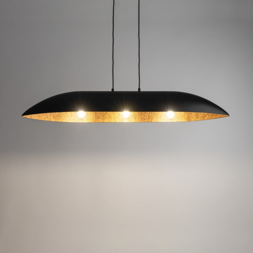 Candelabro suspenso GONDOLA 3xE27/60W/230V preto/cobre