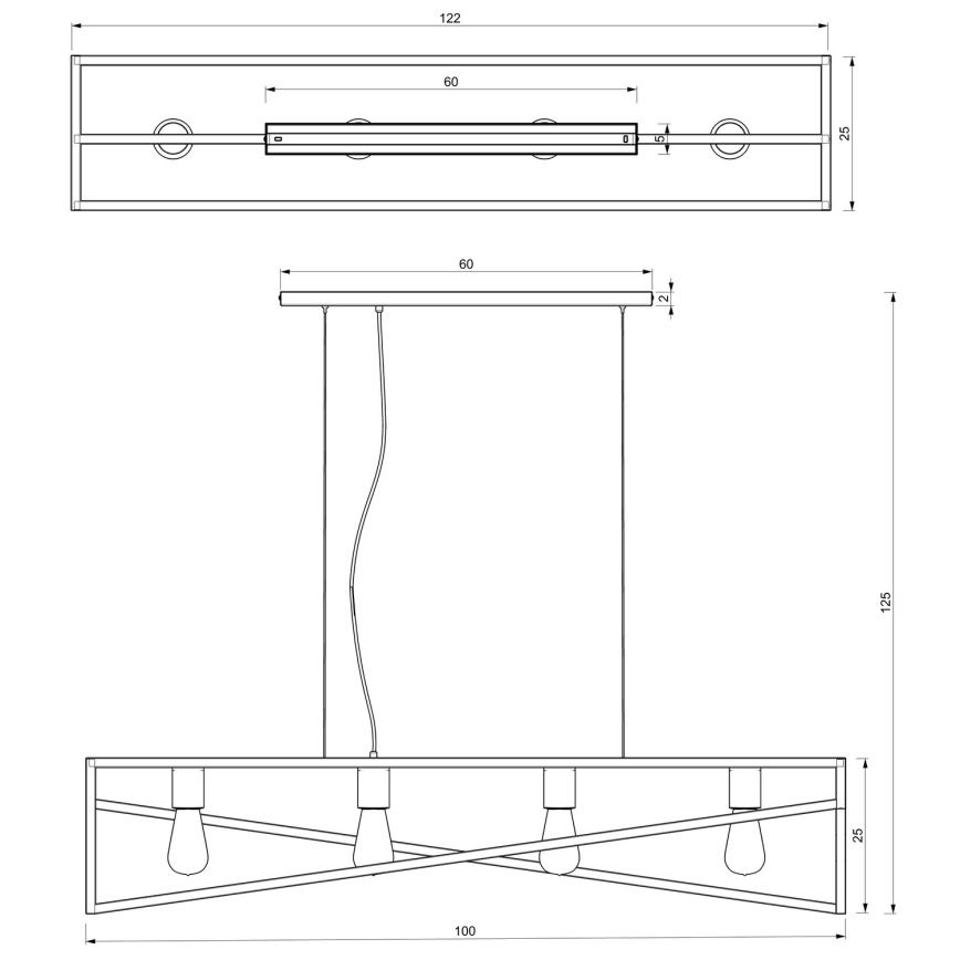 Candelabro suspenso GOTE 4xE27/60W/230V