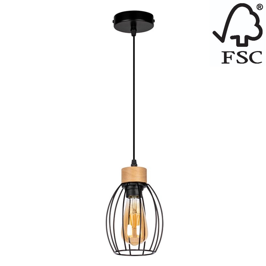 Candelabro suspenso GUNNAR 1xE27/60W/230V carvalho - certificado por FSC