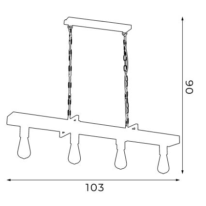 Candelabro suspenso HARD 4xE27/60W/230V