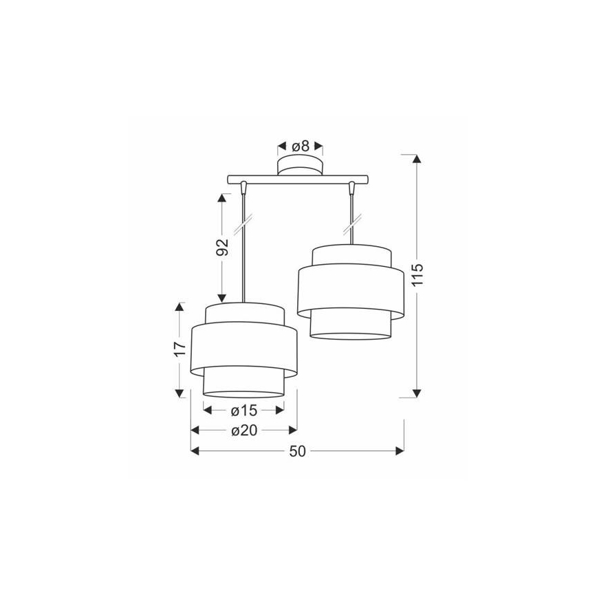 Candelabro suspenso HARE 2xE27/60W/230V cinzento/cromado mate