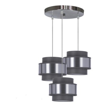 Candelabro suspenso HARE 3xE27/60W/230V cinzento/cromado mate
