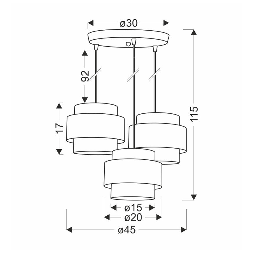 Candelabro suspenso HARE 3xE27/60W/230V cinzento/cromado mate