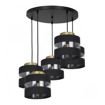 Candelabro suspenso HAVARD 5xE27/60W/230V preto/latão redondo