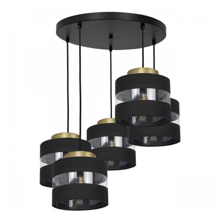 Candelabro suspenso HAVARD 5xE27/60W/230V preto/latão redondo