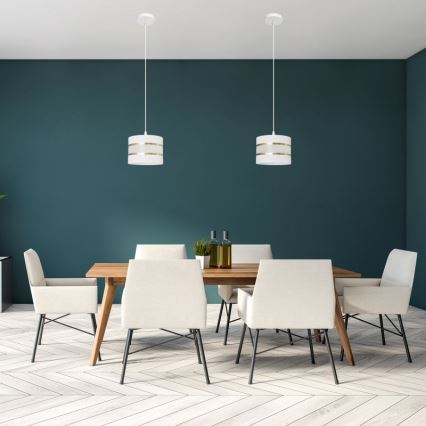 Candelabro suspenso HELEN 1xE27/15W/230V diâmetro 20 cm branco/dourado