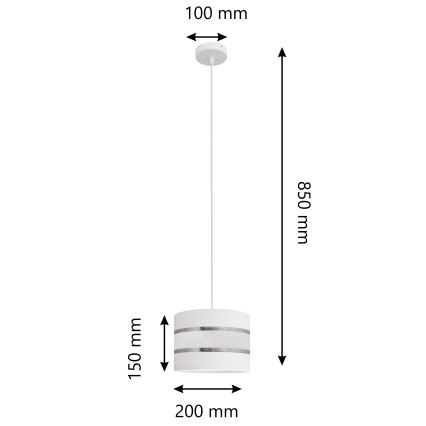 Candelabro suspenso HELEN 1xE27/15W/230V diâmetro 20 cm branco