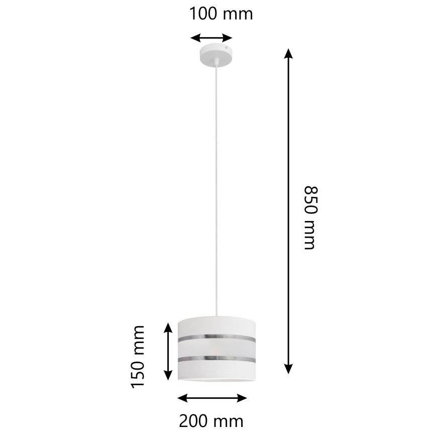 Candelabro suspenso HELEN 1xE27/15W/230V diâmetro 20 cm branco