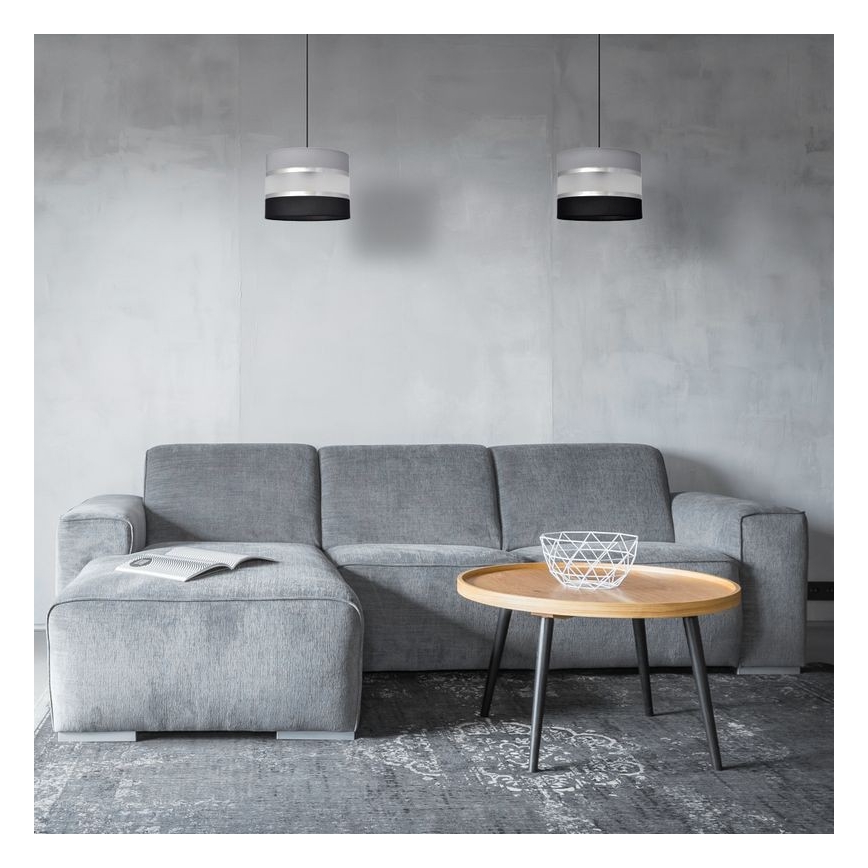 Candelabro suspenso HELEN 1xE27/15W/230V diâmetro 20 cm preto/cinzento/prateado