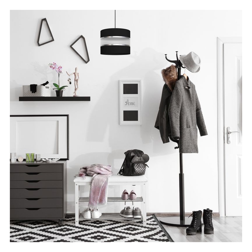 Candelabro suspenso HELEN 1xE27/15W/230V diâmetro 20 cm preto/prateado