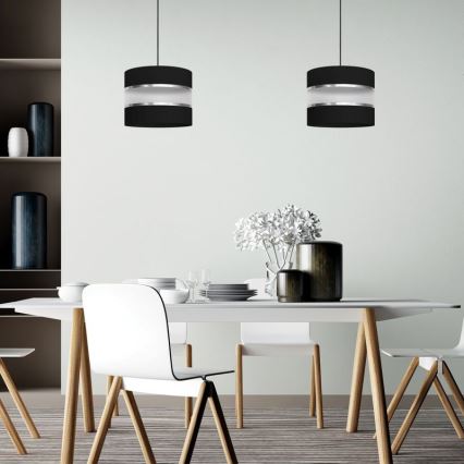 Candelabro suspenso HELEN 1xE27/15W/230V diâmetro 20 cm preto/prateado
