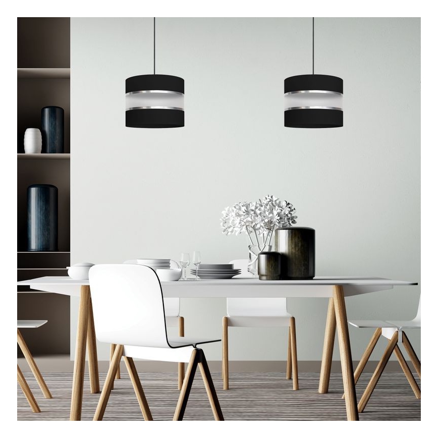 Candelabro suspenso HELEN 1xE27/15W/230V diâmetro 20 cm preto/prateado