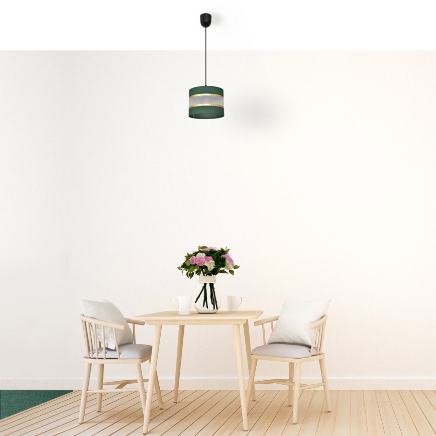 Candelabro suspenso HELEN 1xE27/15W/230V diâmetro 20 cm verde/dourada