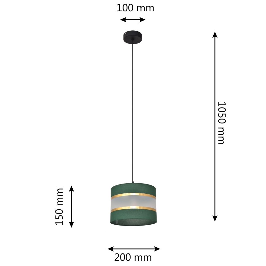 Candelabro suspenso HELEN 1xE27/15W/230V diâmetro 20 cm verde/dourada