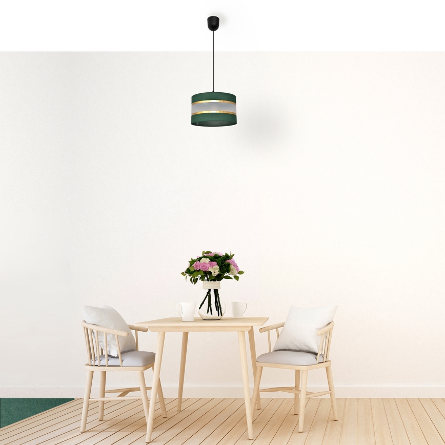 Candelabro suspenso HELEN 1xE27/15W/230V diâmetro 25 cm verde/dourada