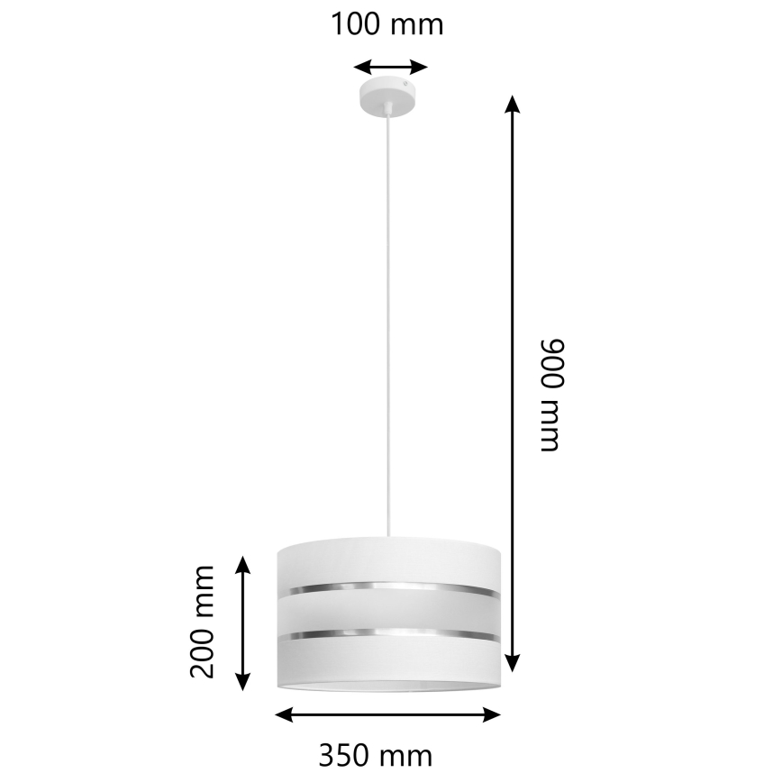 Candelabro suspenso HELEN 1xE27/15W/230V diâmetro 35 cm branco