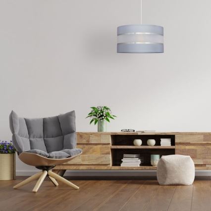 Candelabro suspenso HELEN 1xE27/15W/230V diâmetro 35 cm cinzento/prateado