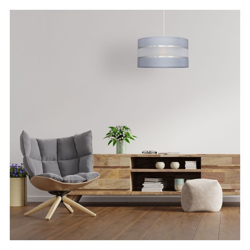 Candelabro suspenso HELEN 1xE27/15W/230V diâmetro 35 cm cinzento/prateado