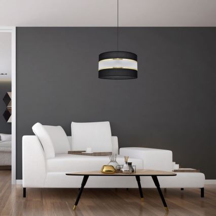 Candelabro suspenso HELEN 1xE27/15W/230V diâmetro 35 cm preto/dourado