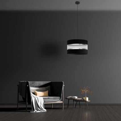 Candelabro suspenso HELEN 1xE27/15W/230V diâmetro 35 cm preto/prateado
