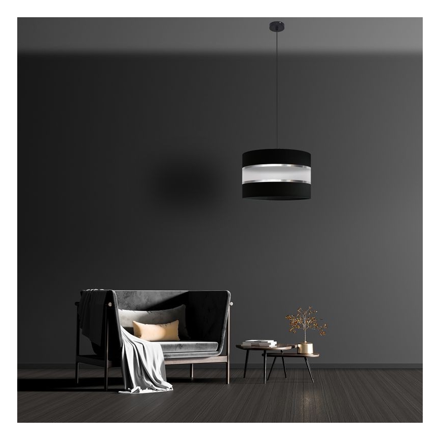 Candelabro suspenso HELEN 1xE27/15W/230V diâmetro 35 cm preto/prateado
