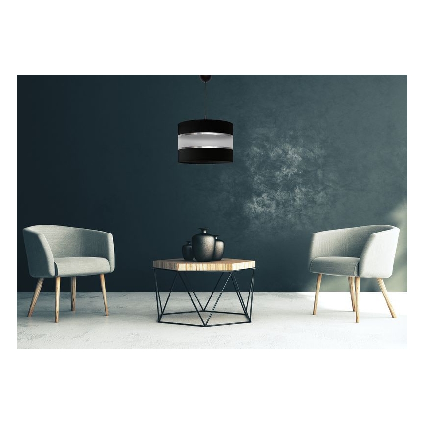 Candelabro suspenso HELEN 1xE27/15W/230V diâmetro 35 cm preto/prateado