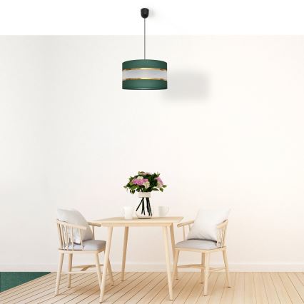 Candelabro suspenso HELEN 1xE27/15W/230V diâmetro 35 cm verde/dourada