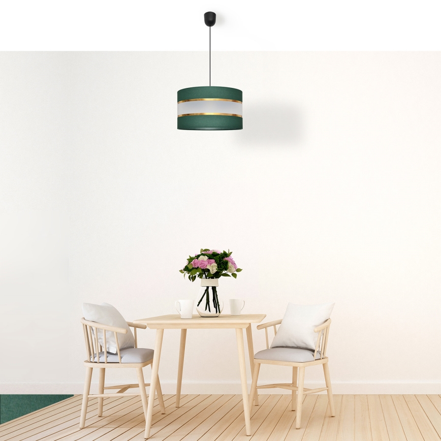 Candelabro suspenso HELEN 1xE27/15W/230V diâmetro 35 cm verde/dourada