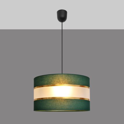 Candelabro suspenso HELEN 1xE27/15W/230V diâmetro 35 cm verde/dourada