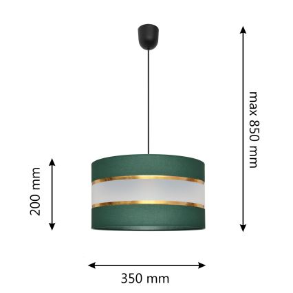 Candelabro suspenso HELEN 1xE27/15W/230V diâmetro 35 cm verde/dourada