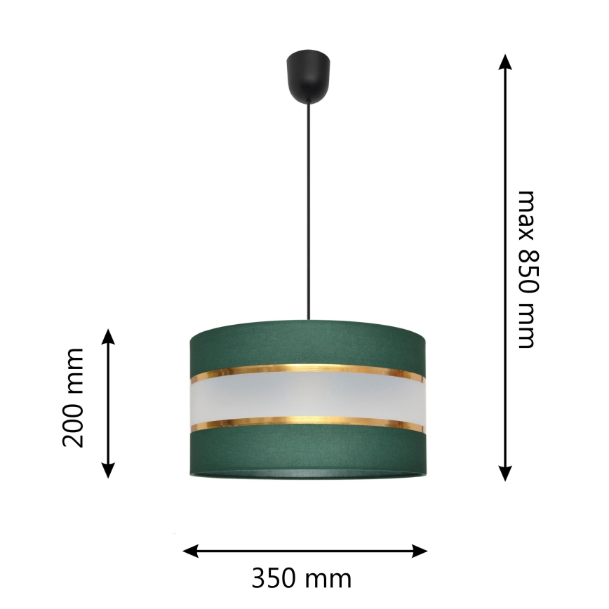 Candelabro suspenso HELEN 1xE27/15W/230V diâmetro 35 cm verde/dourada