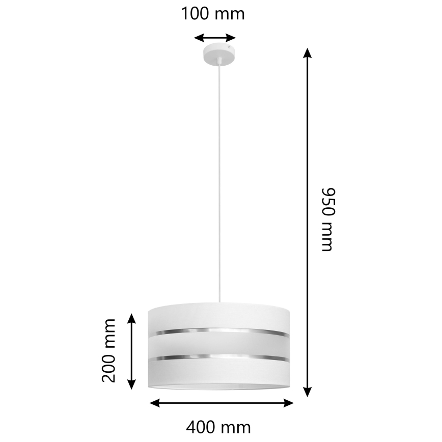 Candelabro suspenso HELEN 1xE27/15W/230V diâmetro 40 cm branco