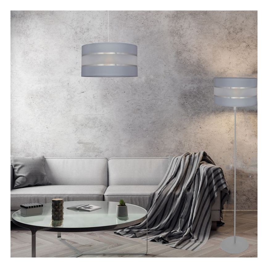 Candelabro suspenso HELEN 1xE27/15W/230V diâmetro 40 cm cinzento/prateado