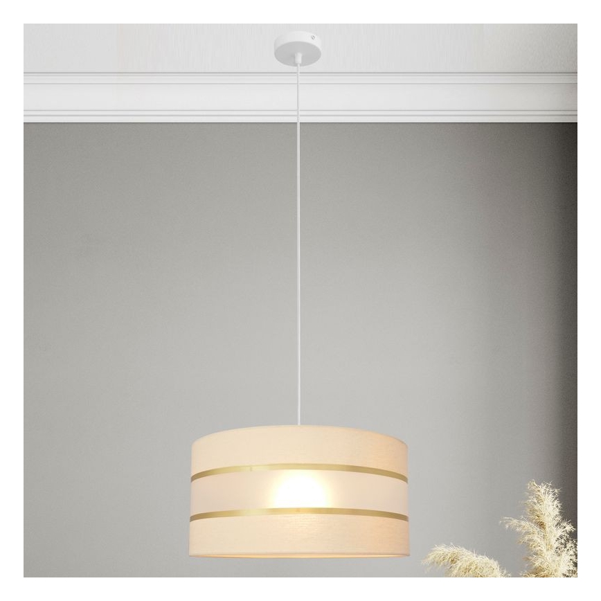 Candelabro suspenso HELEN 1xE27/15W/230V diâmetro 40 cm creme/dourado