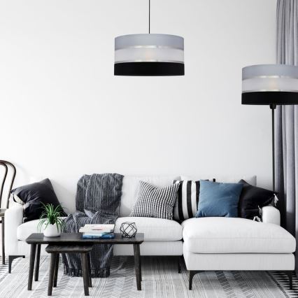 Candelabro suspenso HELEN 1xE27/15W/230V diâmetro 40 cm preto/cinzento/prateado