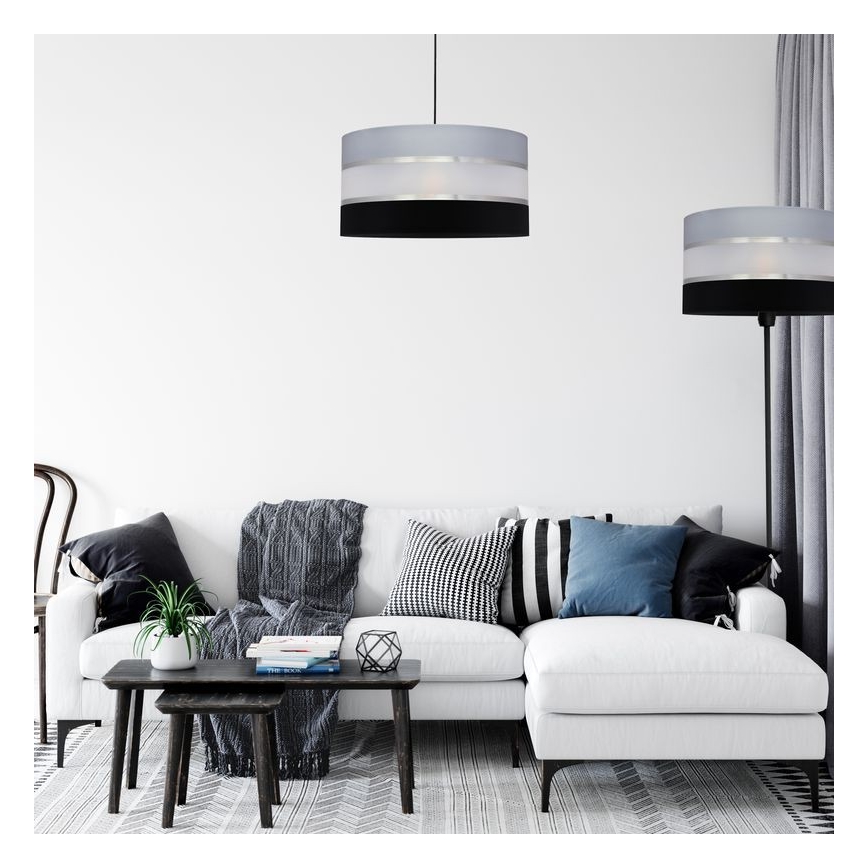 Candelabro suspenso HELEN 1xE27/15W/230V diâmetro 40 cm preto/cinzento/prateado