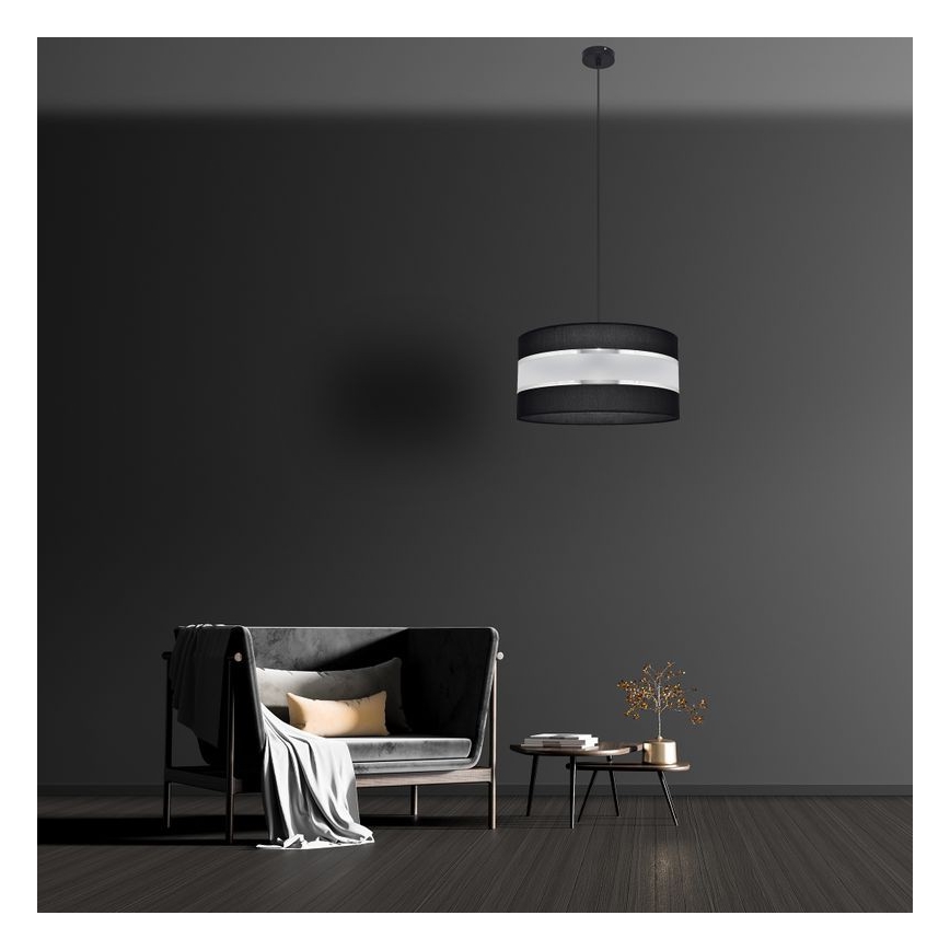 Candelabro suspenso HELEN 1xE27/15W/230V diâmetro 40 cm preto/prateado