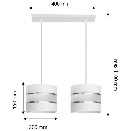 Candelabro suspenso HELEN 2xE27/15W/230V branco