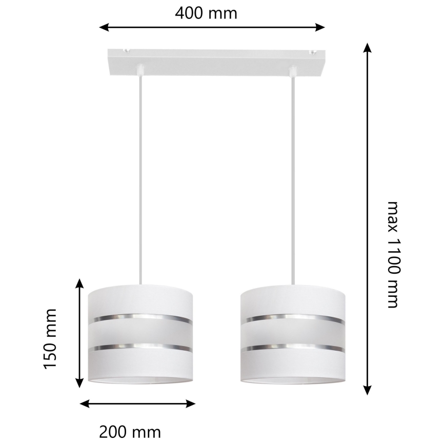 Candelabro suspenso HELEN 2xE27/15W/230V branco