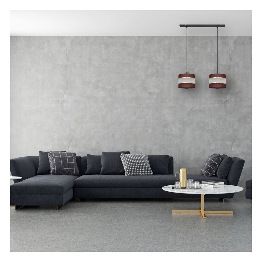 Candelabro suspenso HELEN 2xE27/15W/230V castanho/preto/dourado