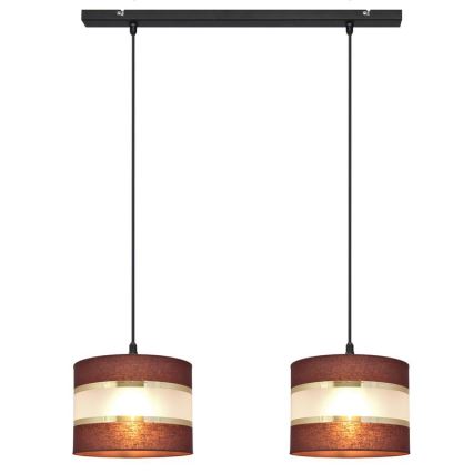 Candelabro suspenso HELEN 2xE27/15W/230V castanho/preto/dourado