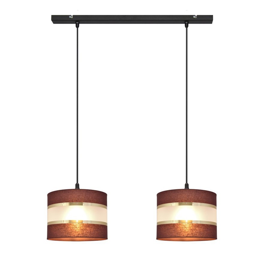 Candelabro suspenso HELEN 2xE27/15W/230V castanho/preto/dourado