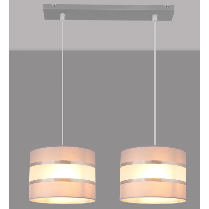 Candelabro suspenso HELEN 2xE27/15W/230V cinzento/prateado
